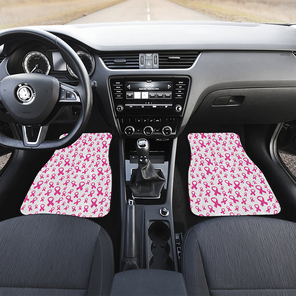 Little Breast Cancer Ribbon Print Front and Back Car Floor Mats