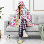 Little Breast Cancer Ribbon Print Hooded Blanket
