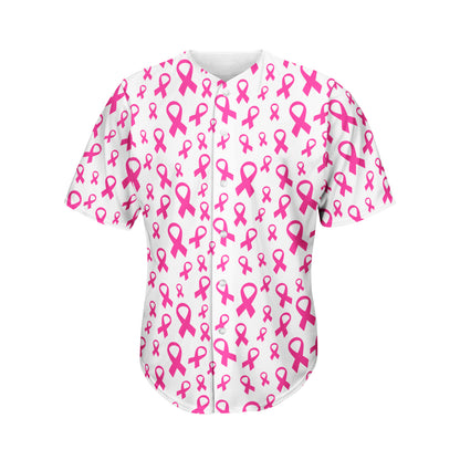 Little Breast Cancer Ribbon Print Men's Baseball Jersey