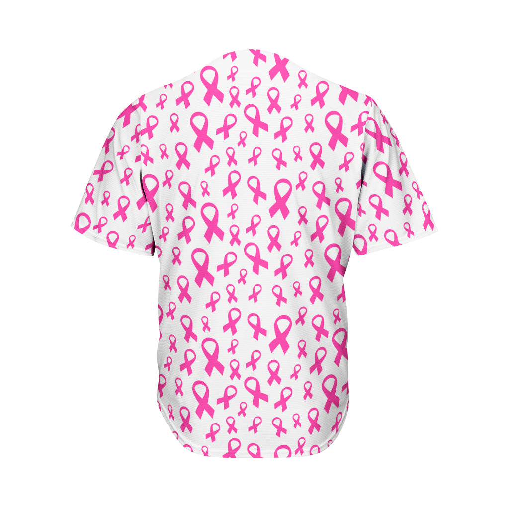 Little Breast Cancer Ribbon Print Men's Baseball Jersey
