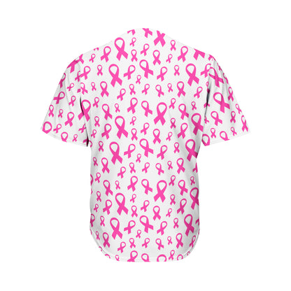 Little Breast Cancer Ribbon Print Men's Baseball Jersey
