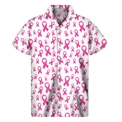 Little Breast Cancer Ribbon Print Men's Short Sleeve Shirt
