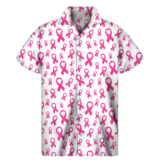 Little Breast Cancer Ribbon Print Men's Short Sleeve Shirt