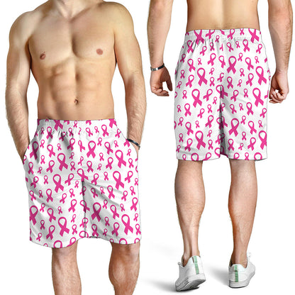 Little Breast Cancer Ribbon Print Men's Shorts