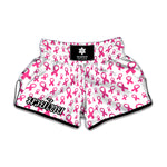 Little Breast Cancer Ribbon Print Muay Thai Boxing Shorts
