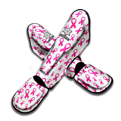Little Breast Cancer Ribbon Print Muay Thai Shin Guard