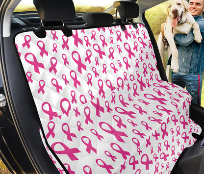 Little Breast Cancer Ribbon Print Pet Car Back Seat Cover