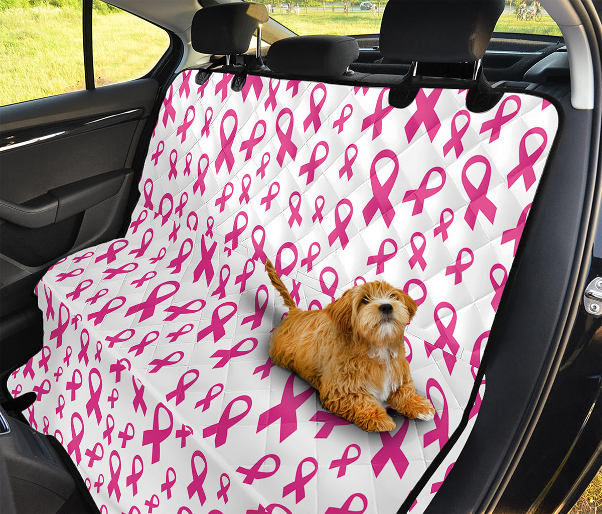 Little Breast Cancer Ribbon Print Pet Car Back Seat Cover