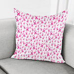 Little Breast Cancer Ribbon Print Pillow Cover