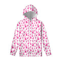 Little Breast Cancer Ribbon Print Pullover Hoodie