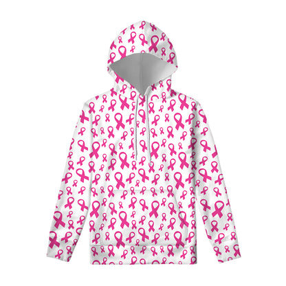 Little Breast Cancer Ribbon Print Pullover Hoodie