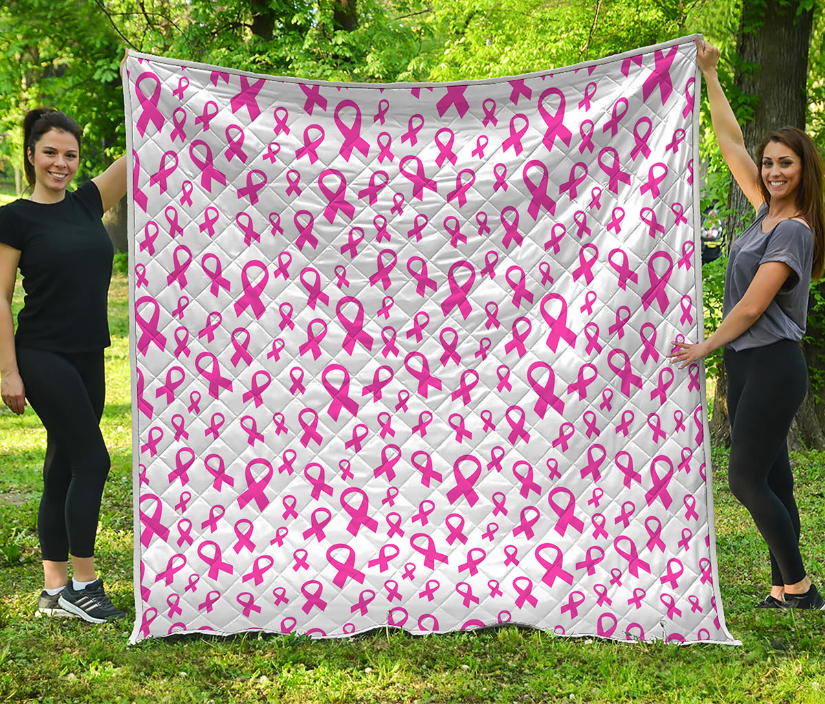 Little Breast Cancer Ribbon Print Quilt