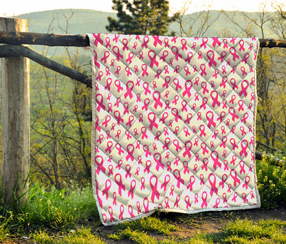 Little Breast Cancer Ribbon Print Quilt