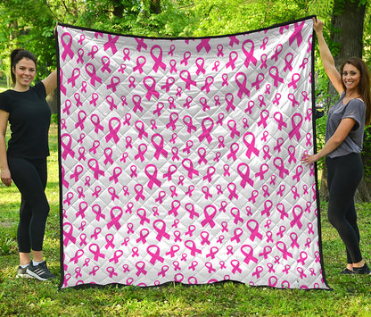 Little Breast Cancer Ribbon Print Quilt