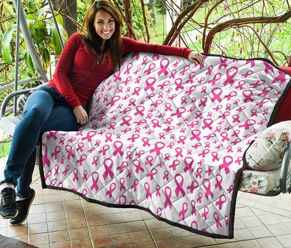 Little Breast Cancer Ribbon Print Quilt