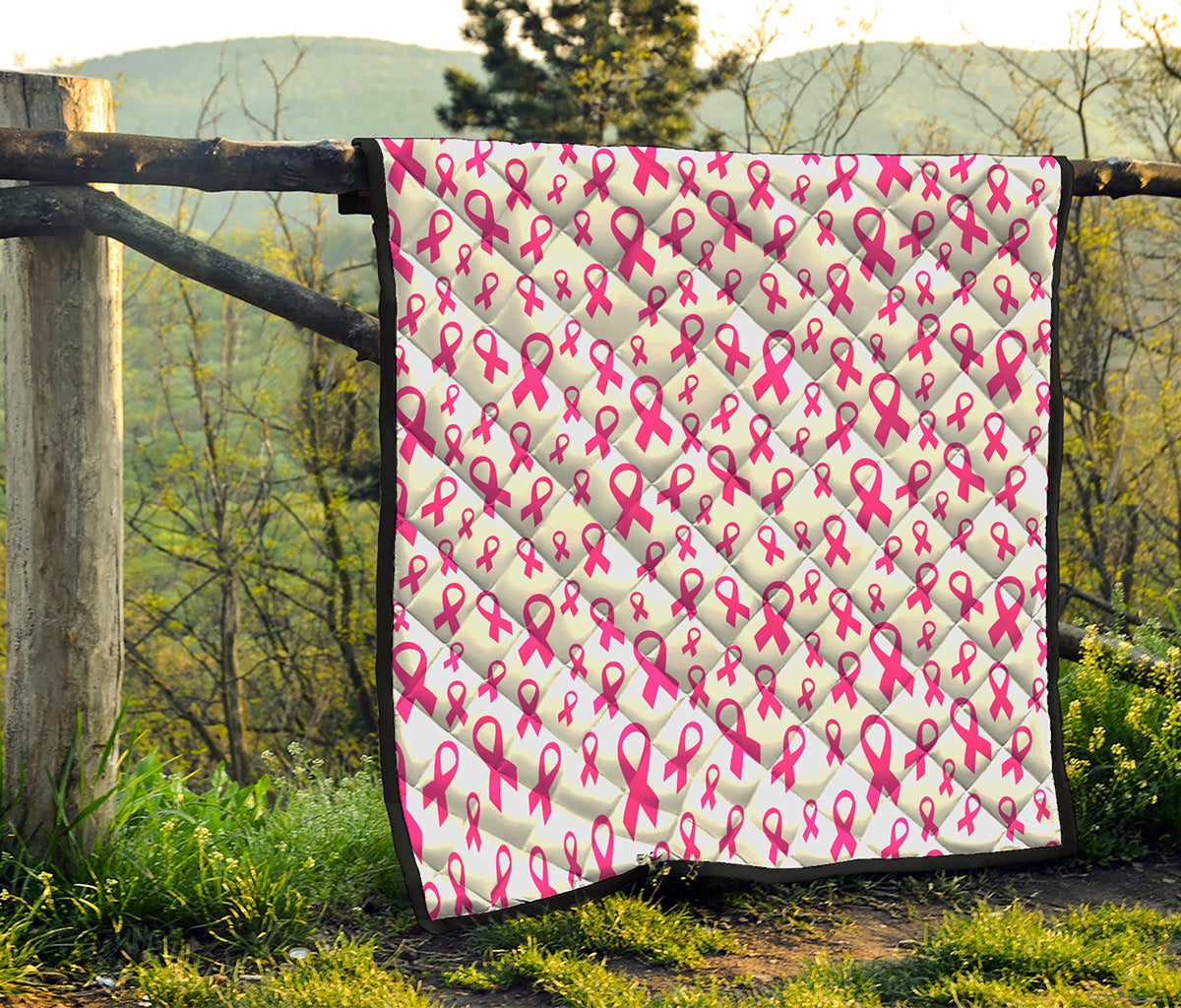Little Breast Cancer Ribbon Print Quilt