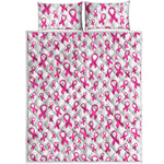 Little Breast Cancer Ribbon Print Quilt Bed Set