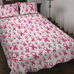 Little Breast Cancer Ribbon Print Quilt Bed Set