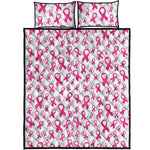 Little Breast Cancer Ribbon Print Quilt Bed Set