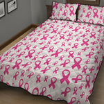 Little Breast Cancer Ribbon Print Quilt Bed Set