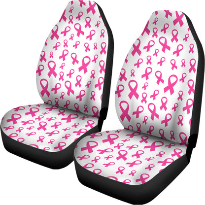 Little Breast Cancer Ribbon Print Universal Fit Car Seat Covers