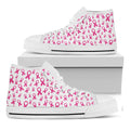 Little Breast Cancer Ribbon Print White High Top Sneakers
