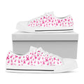 Little Breast Cancer Ribbon Print White Low Top Sneakers