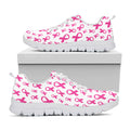 Little Breast Cancer Ribbon Print White Running Shoes