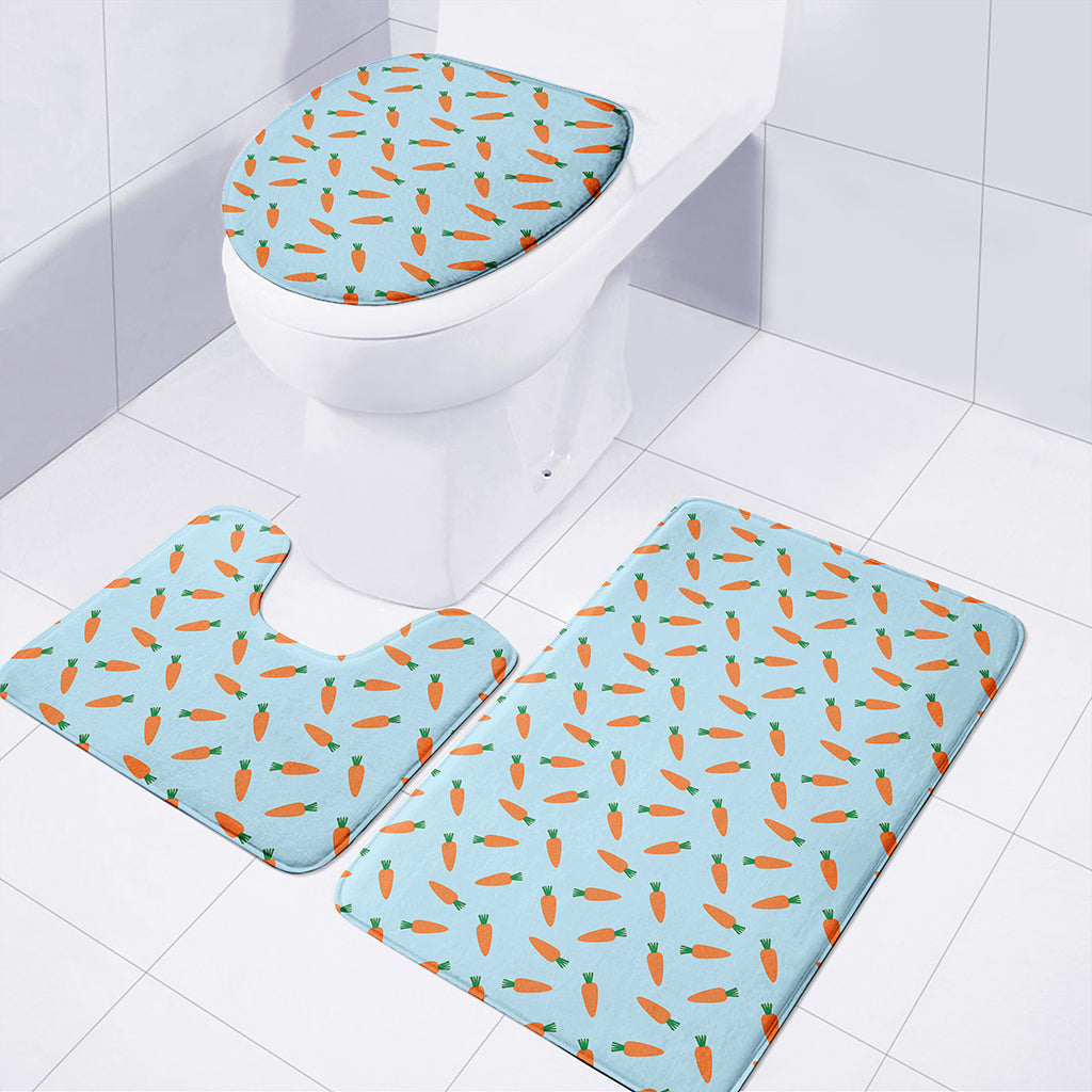 Little Carrot Pattern Print 3 Piece Bath Mat Set