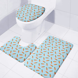 Little Carrot Pattern Print 3 Piece Bath Mat Set