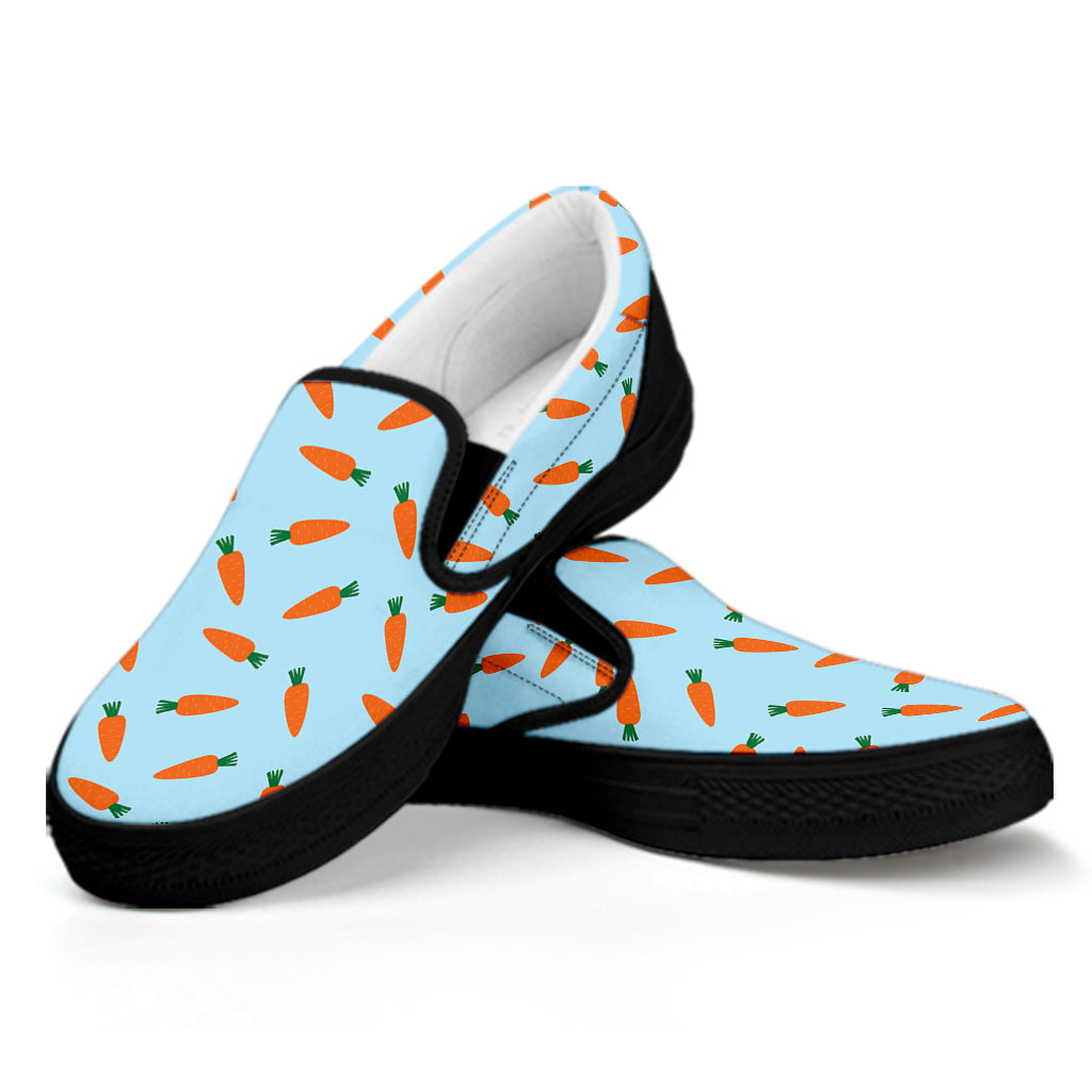 Little Carrot Pattern Print Black Slip On Shoes