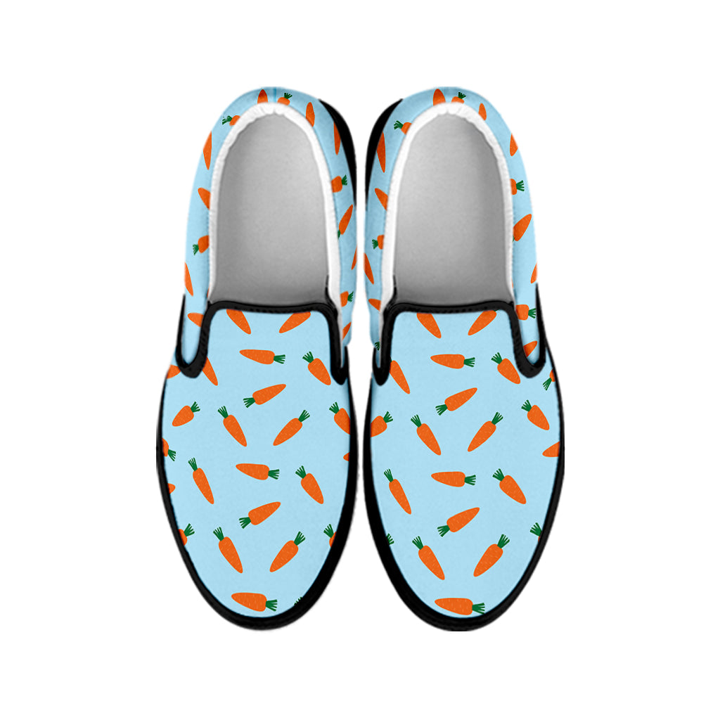 Little Carrot Pattern Print Black Slip On Shoes