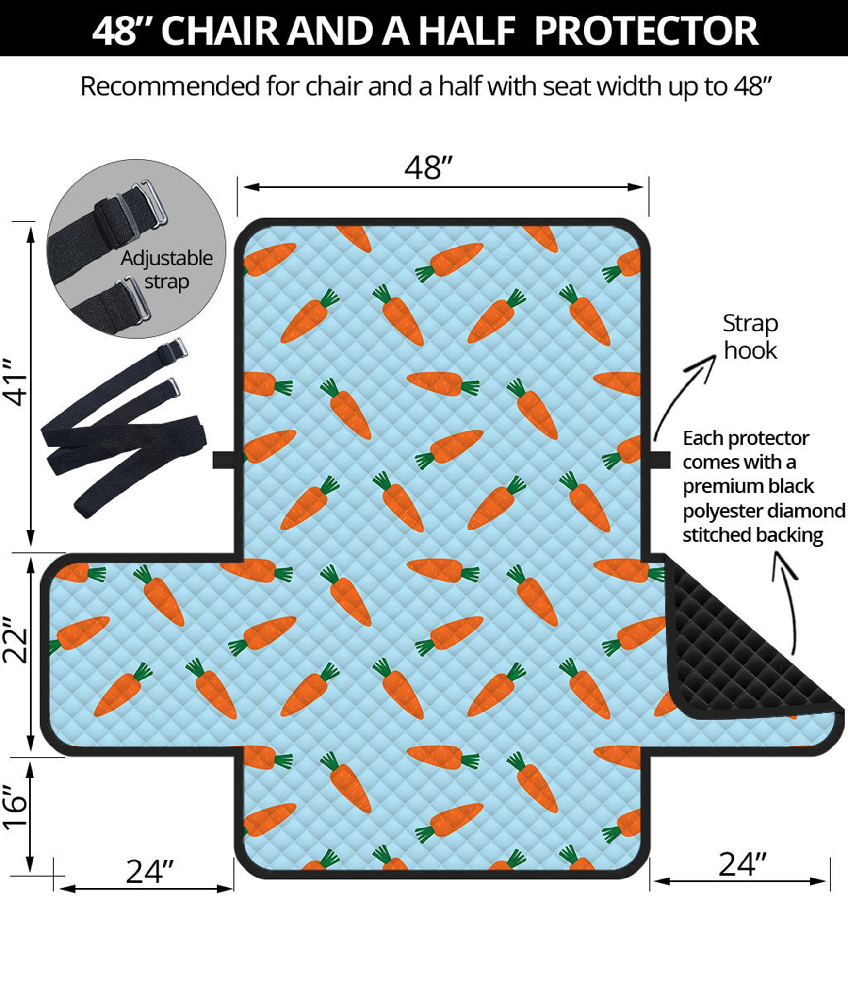 Little Carrot Pattern Print Half Sofa Protector