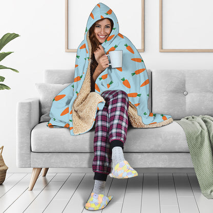 Little Carrot Pattern Print Hooded Blanket