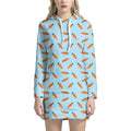 Little Carrot Pattern Print Pullover Hoodie Dress