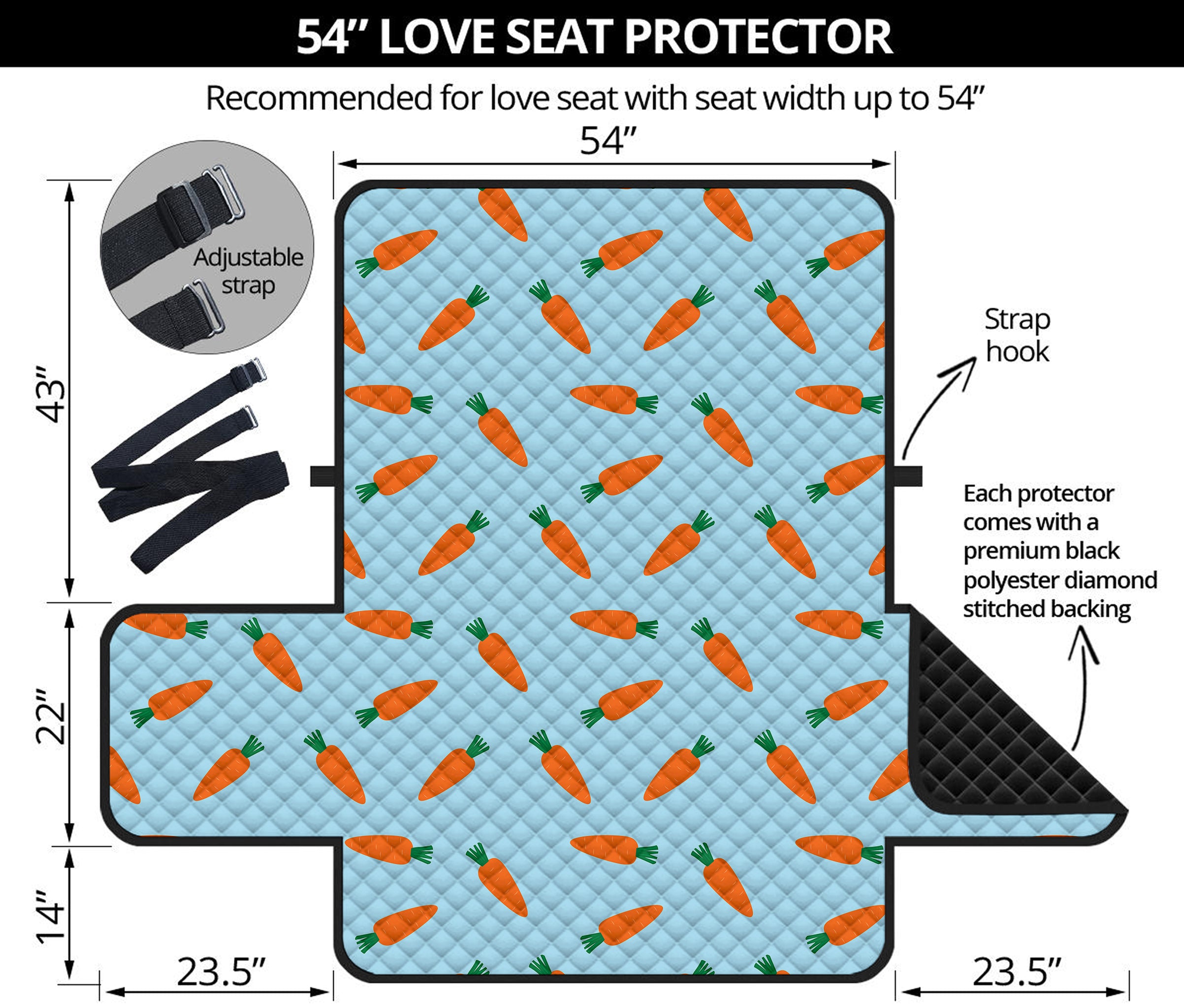 Little Carrot Pattern Print Loveseat Protector