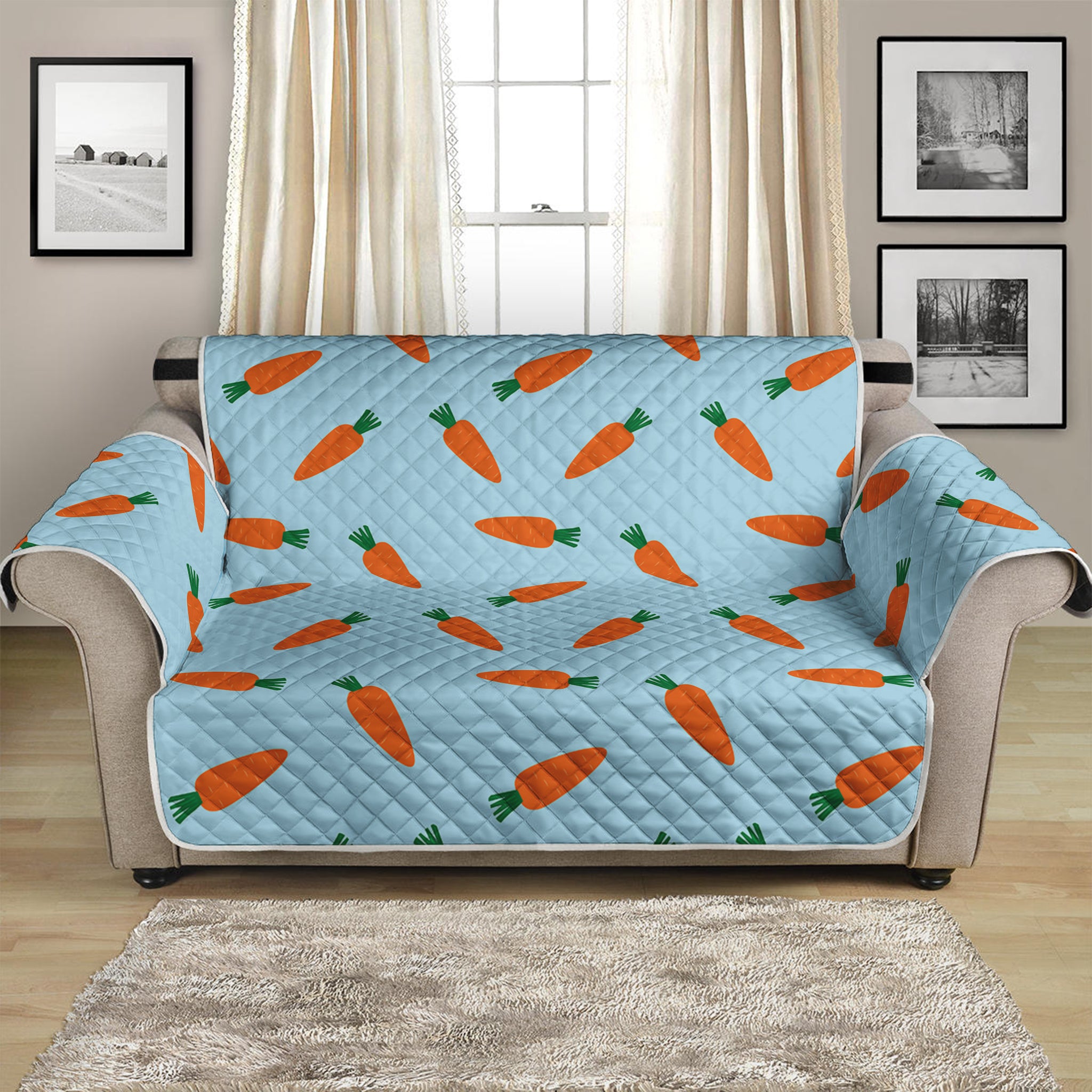 Little Carrot Pattern Print Loveseat Protector