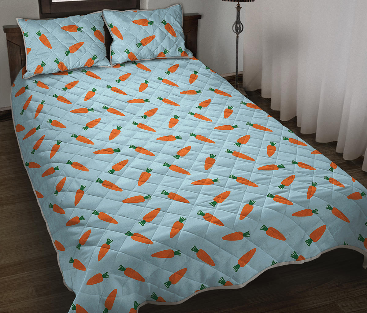 Little Carrot Pattern Print Quilt Bed Set