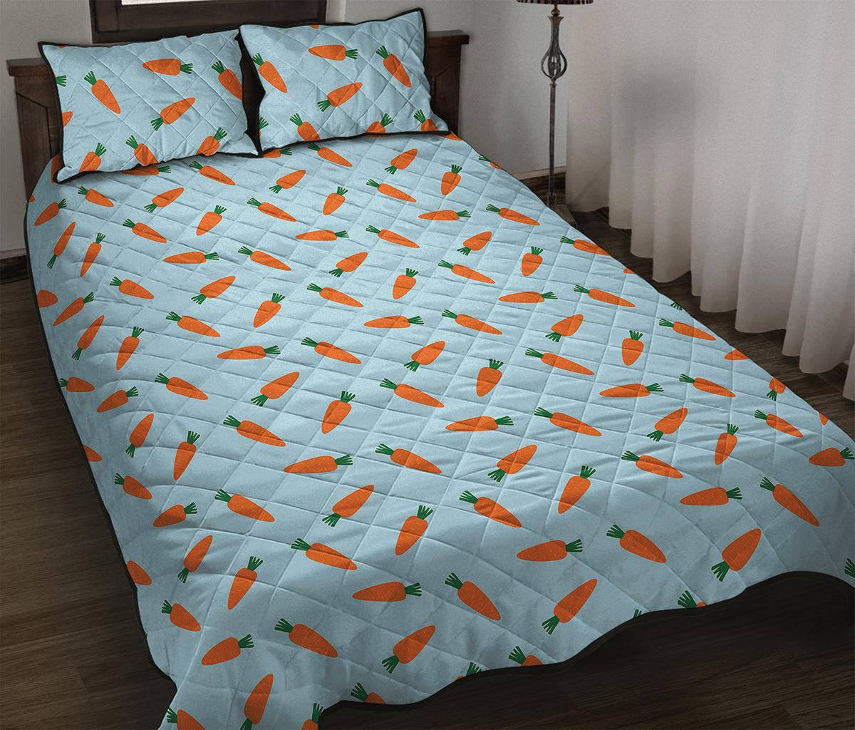 Little Carrot Pattern Print Quilt Bed Set