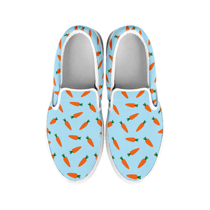 Little Carrot Pattern Print White Slip On Shoes