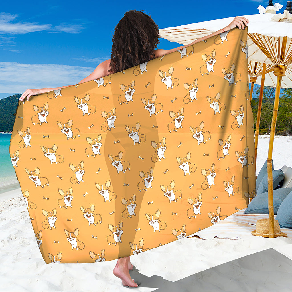 Little Corgi Pattern Print Beach Sarong Wrap