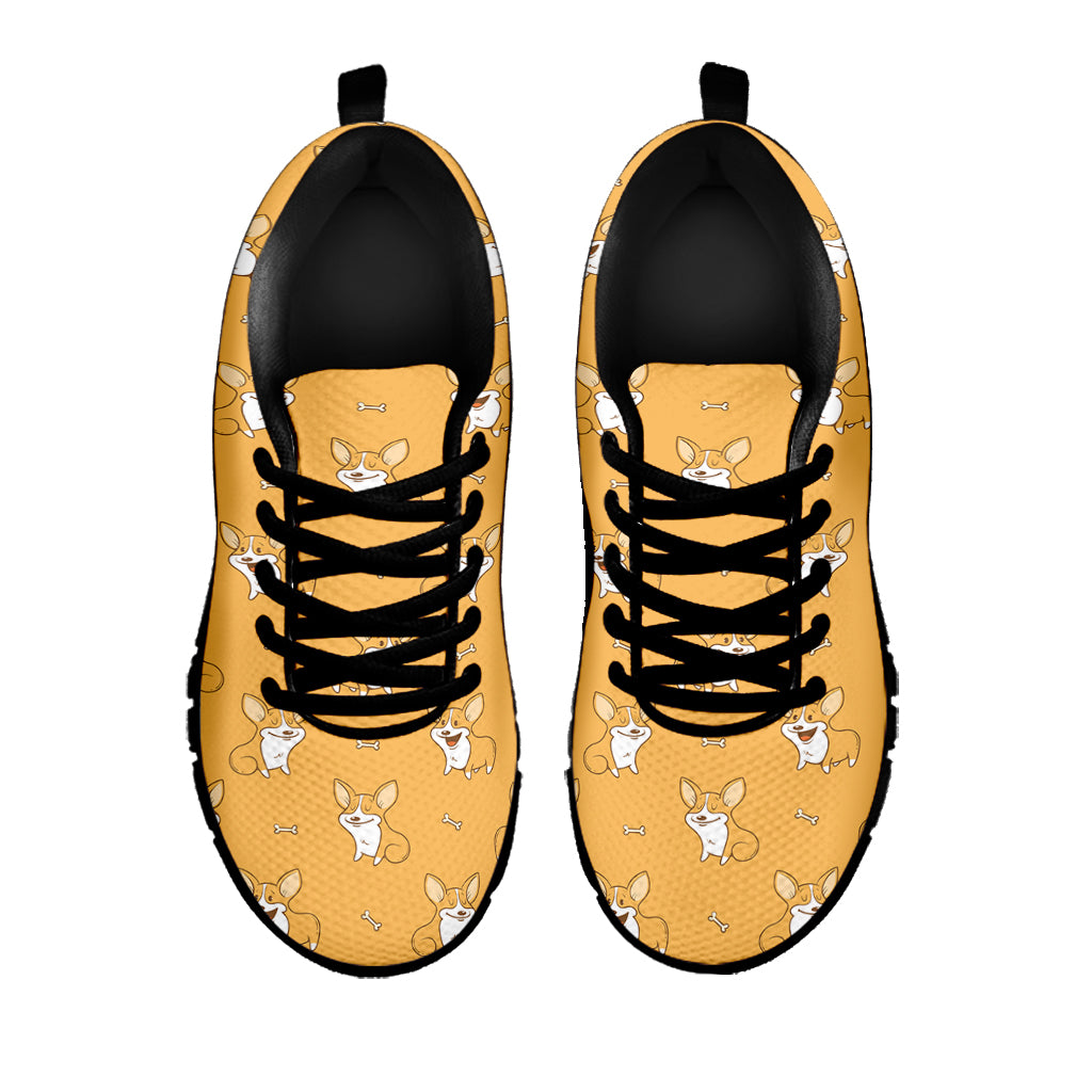 Little Corgi Pattern Print Black Sneakers