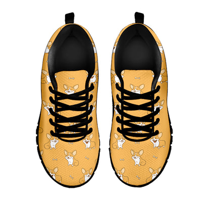 Little Corgi Pattern Print Black Sneakers