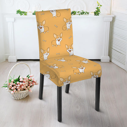 Little Corgi Pattern Print Dining Chair Slipcover