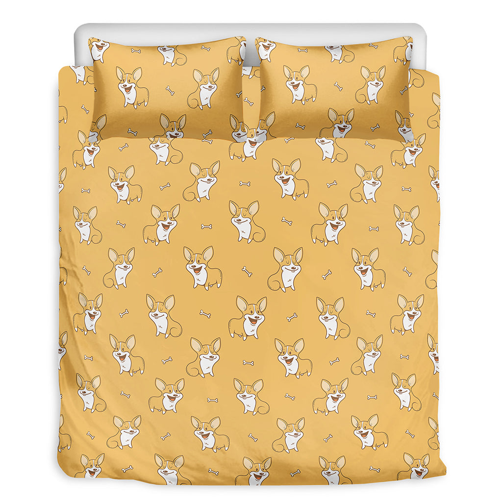 Little Corgi Pattern Print Duvet Cover Bedding Set