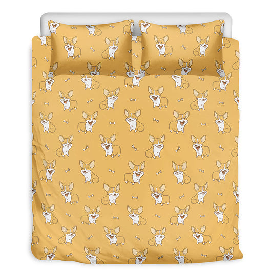 Little Corgi Pattern Print Duvet Cover Bedding Set