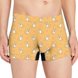 Little Corgi Pattern Print Men's Boxer Briefs