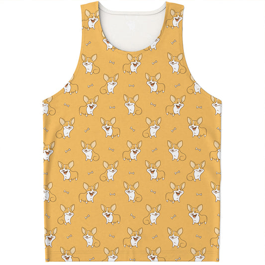 Little Corgi Pattern Print Men's Tank Top