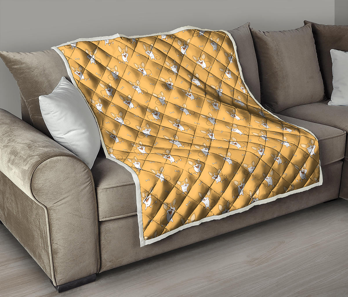 Little Corgi Pattern Print Quilt