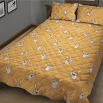 Little Corgi Pattern Print Quilt Bed Set